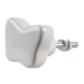 Set 4 butoni mobilier ceramica alba Fluturasi 4x3 cm