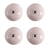 Set 4 butoni mobilier ceramica gri roz Ø 4x3/6 cm