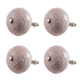 Set 4 butoni mobilier ceramica gri roz Ø 4x3/6 cm