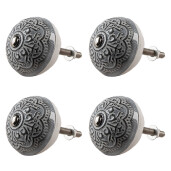 Set 4 butoni mobilier ceramica gri Ø 4x3/6 cm