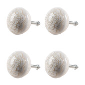 Set 4 butoni mobilier ceramica bej Ø 4x3/6 cm