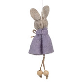 Set 3 Iepurasi decorativi Paste textil maro violet 6x3x13 cm