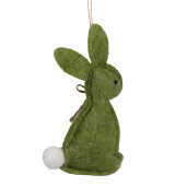 Set 3 Iepurasi decorativi Paste bumbac verde alb 6x1x10 cm