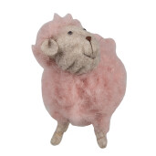 Figurina Oita textil roz lemn natur 14x7x10 cm