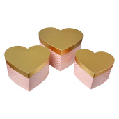 Set 3 cutii depozitare carton roz auriu 27x24x15 cm, 24x21x14 cm, 21x19x12 cm
