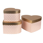 Set 3 cutii depozitare carton roz auriu 27x24x15 cm, 24x21x14 cm, 21x19x12 cm