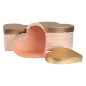 Set 3 cutii depozitare carton roz auriu 27x24x15 cm, 24x21x14 cm, 21x19x12 cm