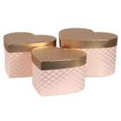 Set 3 cutii depozitare carton roz auriu 27x24x15 cm, 24x21x14 cm, 21x19x12 cm