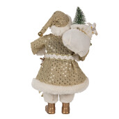 Figurina Mos Craciun textil alb auriu 17x10x27 cm