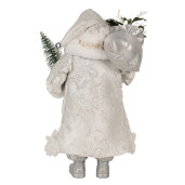Figurina Mos Craciun textil alb argintiu 16x10x27 cm