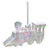 Set 6 ornamente brad Craciun Trenulet plastic argintiu 12x2x7 cm