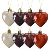 Set 6 ornamente brad Inimioare plastic multicolor 5x3x5 cm