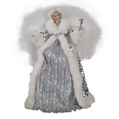 Figurina Inger textil argintiu alb 20x15x28 cm