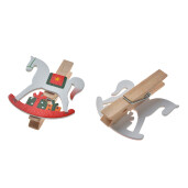Set 12 ornamente Caluti lemn cu clema 4x1x4 cm