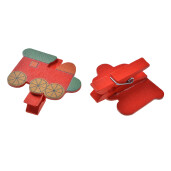 Set 12 ornamente Trenulet lemn cu clema 4x1x3 cm