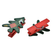 Set 12 ornamente Bradut lemn cu clema 3x1x4 cm