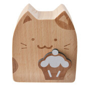 Cutie muzicala lemn alb maro Pisicuta 7x4x8 cm