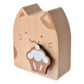 Cutie muzicala lemn alb maro Pisicuta 7x4x8 cm