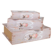 Set 3 cutii tip carte lemn 27x22x7 cm, 22x17x6 cm, 17x12x4 cm