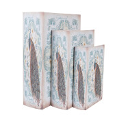 Set 3 cutii tip carte lemn multicolor 27x22x7 cm, 22x17x6 cm, 17x12x4 cm