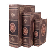 Set 3 cutii tip carte lemn maro 27x22x7 cm, 22x17x6 cm, 17x12x4 cm