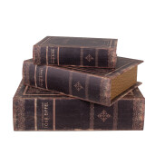 Set 3 cutii tip Carte lemn maro (3) 27x22x7 / 22x17x6 / 17x12x4 cm