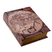 Set 3 cutii tip carte lemn maro Harta Lumii 27x22x7 cm, 22x17x6 cm, 17x12x4 cm