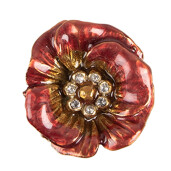 Set 2 butoni mobilier auriu rosu Flower 4x3 cm