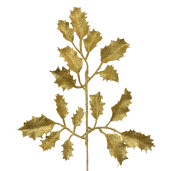 Set 6 crengute Ilex artificial auriu 15x3x38 cm