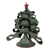 Brad Craciun  metal verde rosu 21x24 cm