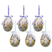 Set 6 oua decorative Paste plastic multicolor Ø 7x10 cm