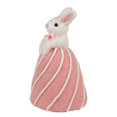 Figurina Paste textil alb roz Ø 8x14 cm