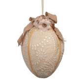 Ou decorativ Paste suspendabil, textil bej alb Ø 20x28 cm