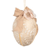 Ou decorativ Paste suspendabil, textil bej alb Ø 11x17 cm