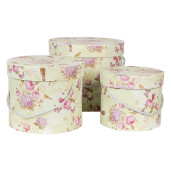Set 3 cutii depozitare carton Roses Ø 23x20 cm, Ø 20x17 cm, Ø 17x14 cm