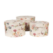 Set 3 cutii depozitare carton multicolor Ø 24x16 cm, Ø 22x15 cm, Ø 21x13 cm