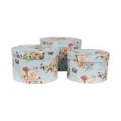 Set 3 cutii depozitare carton multicolor Flowers Ø 24x16 cm, Ø 22x15 cm, Ø 21x13 cm