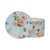 Set 3 cutii depozitare carton multicolor Flowers Ø 24x16 cm, Ø 22x15 cm, Ø 21x13 cm