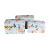 Set 3 cutii depozitare carton multicolor Flowers 30x20x20 cm, 26x18x18 cm, 22x15x15 cm