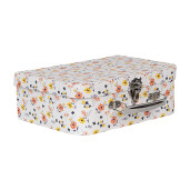 Set 3 cutii depozitare carton multicolor tip valiza 30x22x9 cm, 25x20x9 cm, 20x17x8 cm