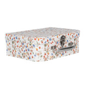 Set 3 cutii depozitare carton multicolor tip valiza Flowers 30x22x9 cm, 25x20x9 cm, 20x17x8 cm