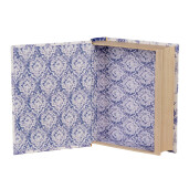 Cutie decorativa tip Carte carton alb albastru Flowers 17x14x5 cm