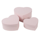 Set 3 cutii depozitare carton roz Inimioare 21x20x9 cm, 18x17x7 cm, 15x14x6 cm