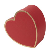 Set 3 cutii depozitare carton rosu auriu Inimioare 21x20x9 cm, 18x17x7 cm, 15x14x6 cm
