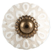 Set 2 butoni mobilier ceramica alba crem  Ø 3x3 cm / S4 cm