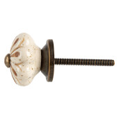 Set 2 butoni mobilier ceramica maro bej metal cupru Ø 4x3 cm / S4 cm