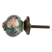 Set 2 butoni mobilier ceramica multicolor metal cupru Ø 3x3 cm / S4 cm