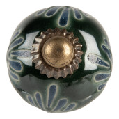 Set 2 butoni mobilier ceramica verde metal Ø 3x3 cm / S4 cm