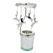 Candela sticla metal argintiu Reni Ø 8x17 cm