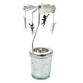 Candela sticla metal argintiu Ingeri Ø 8x17 cm